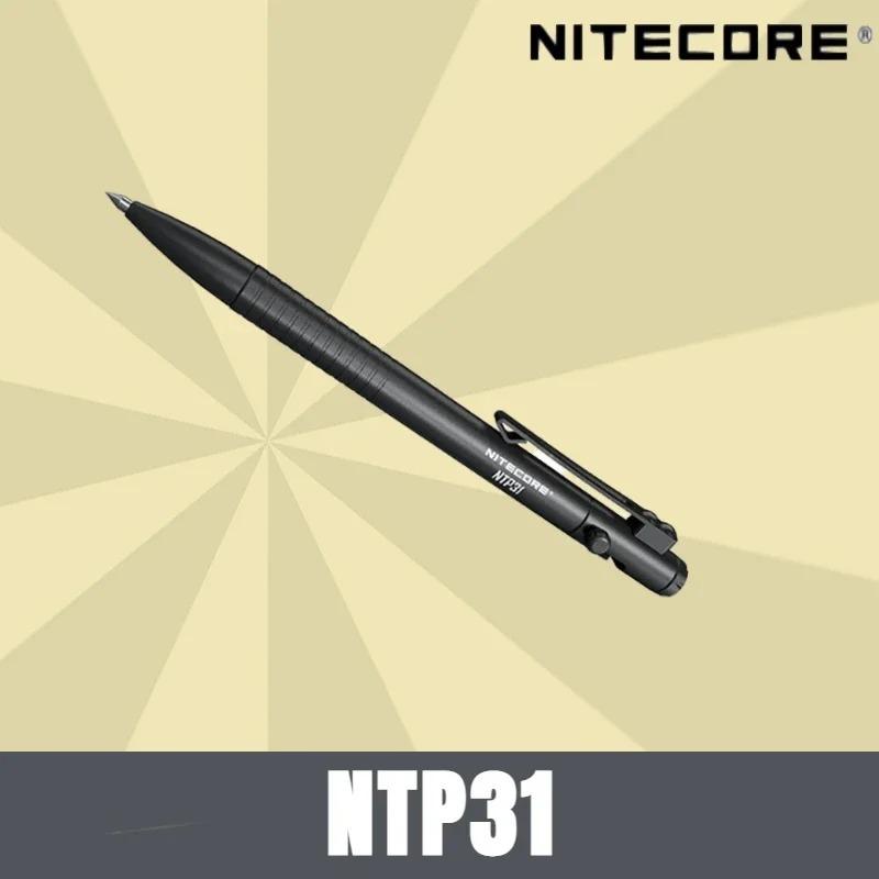 Тактический карандаш NITECORE NTP31 с ЧПУ-обработкой, двусторонним пружинным механизмом, для самообороны, с тактическим стеклобойным наконечником из вольфрамовой стали
