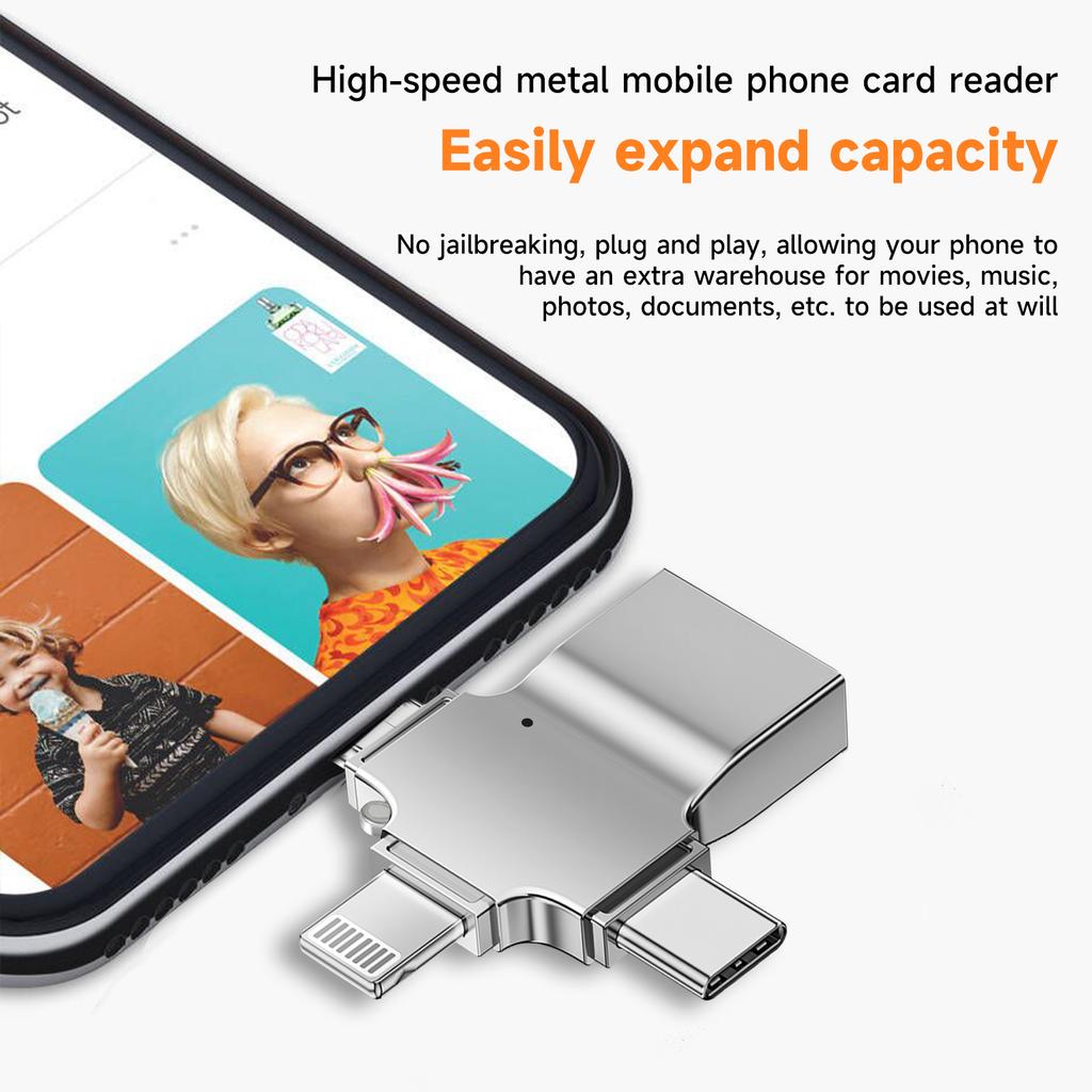 4in1 Micro-Card Phone Adapter Four-in-one Multi-function OTG Adapter TF Card Reader Usb Card Reader Card Reader Usb 3.0