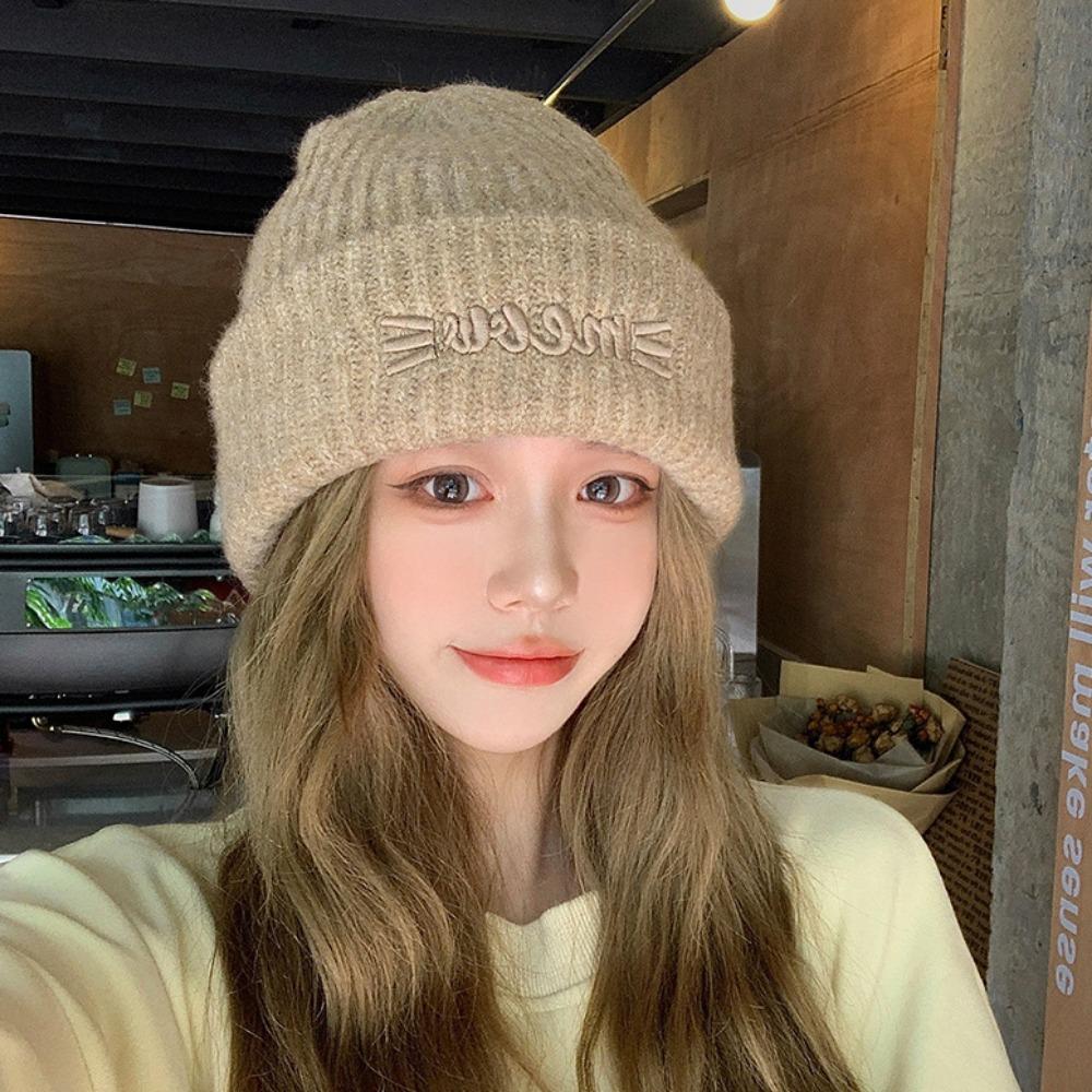 Multi Colors Knitted Beanies Solid Cute Warmer Bonnet New Female Beanie Caps  Outdoor