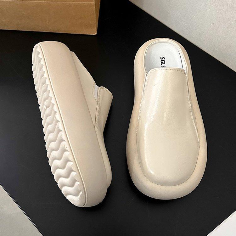 

Полушлепанцы с толстой подошвой и закрытым носком, женские, с педалью, 2025 новый осенний универсальный повседневный французский Мюлер, ленивые туфли 39