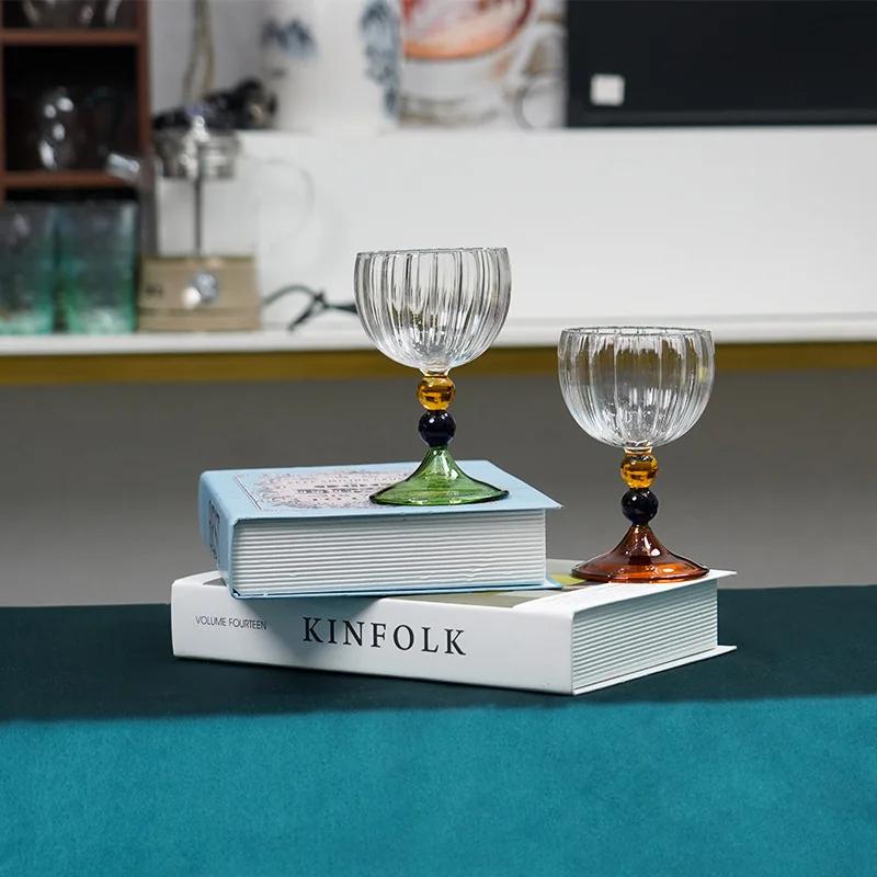Colored High Borosilicate Glass Champagne Wine Glass Creative Hand Blown Goblet Transparent Cocktail Cup Wine Glass Drinkware