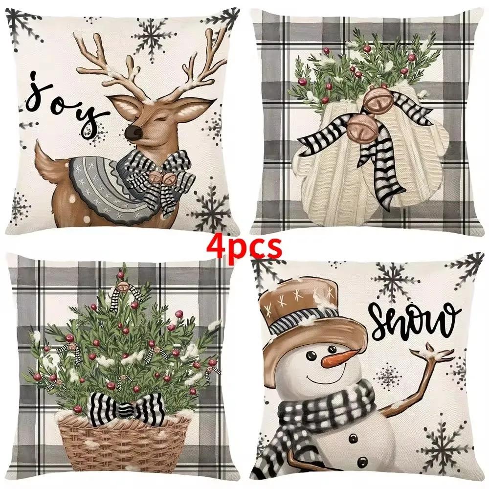 45cm Merry Christmas Cushion Cover Pillowcase 2025 Christmas Decorations for Home Ornament New Year Christmas Decor 2025 Noel