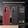 For Samsung Galaxy Z Fold 7 Nappa Leather Case Full-coverage Dual Hinge Camera Lens Protection Bulit-in Magnet Smart View Cover