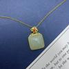Chinese Ethnic Style S925 Sterling Silver Gold-Plated Hetian Jade Cloud Pendant Necklace