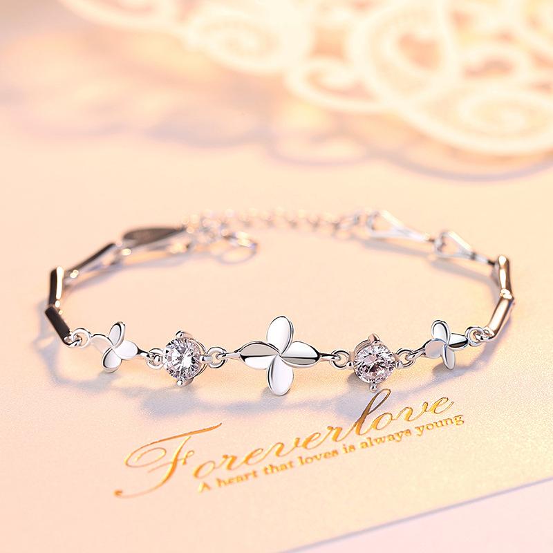 

Цепочка из чистого серебра S999, модная и простая, японские и корейские белые бриллианты с восемью сердцами и восемью стрелами, серебряные украшения с цирконом Adjustable size