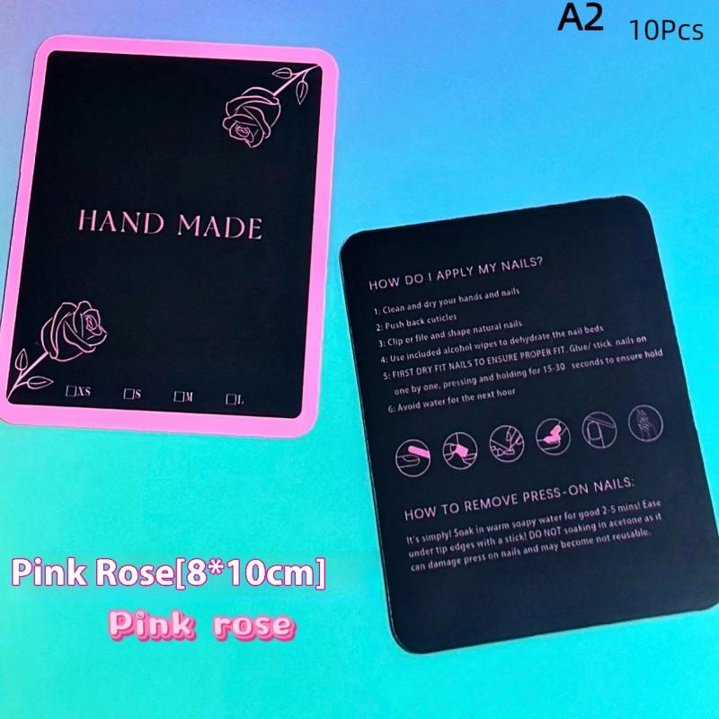 10Pcs False Nails Display Cards Fluorescent Color  Style False Nail Tips Portable Nail Art Storing Manicure Showing Tools