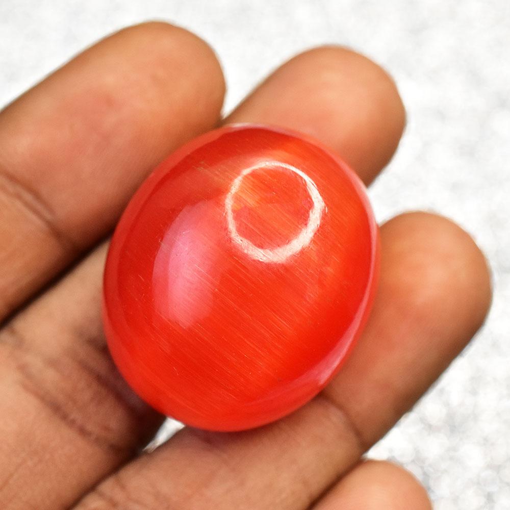 Flawless Orange Natural Cat'S Eye 114.55 ct Cabochon Cut Gemstone