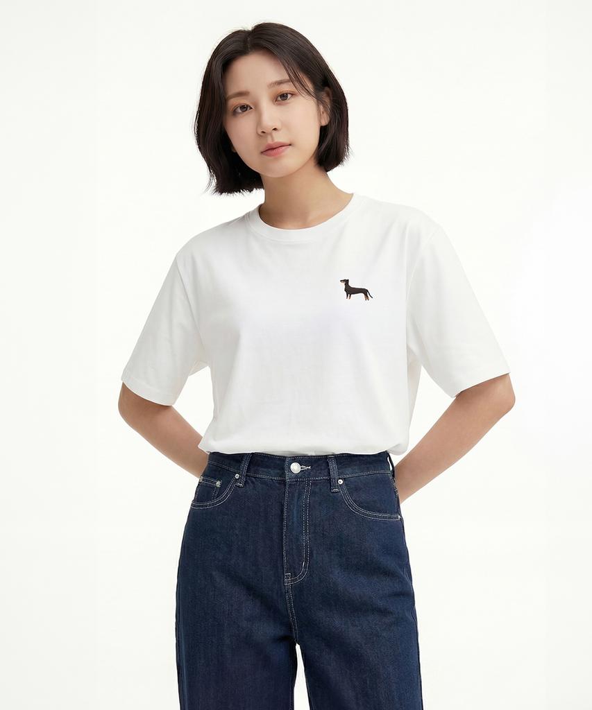 OKSTAR Dachshund Embroidered Short Sleeve T-Shirt (Type C)