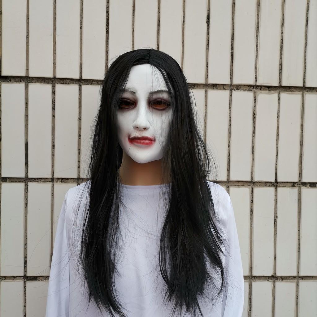 Ghost Female Latex Mask With Long Hair Design For Halloween And House Haunted