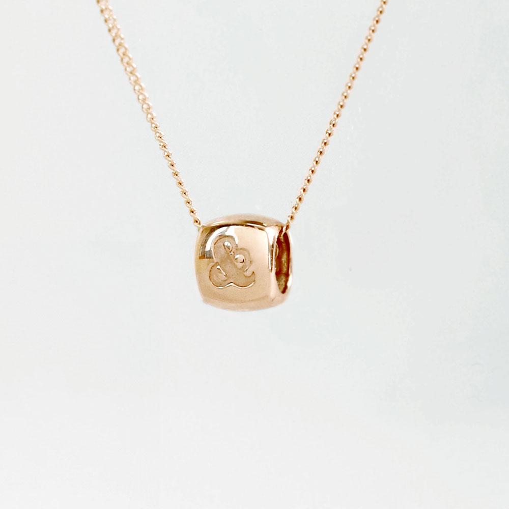 Loveenb [14K Gold] Cube & Charm Pendant