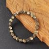 Faceted Stone Bracelet for Men Adjustable Natural Pyrite Wealt Handchain Jewelry for Casual and Formal Event