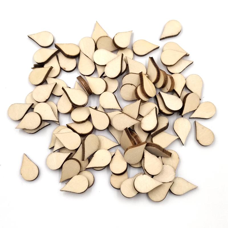 15-100mm Wooden Shape Cutouts Wood Water Drop Shape Discs Slices Wood Pieces Embellishment DIY Crafts Ornament Home Decorations