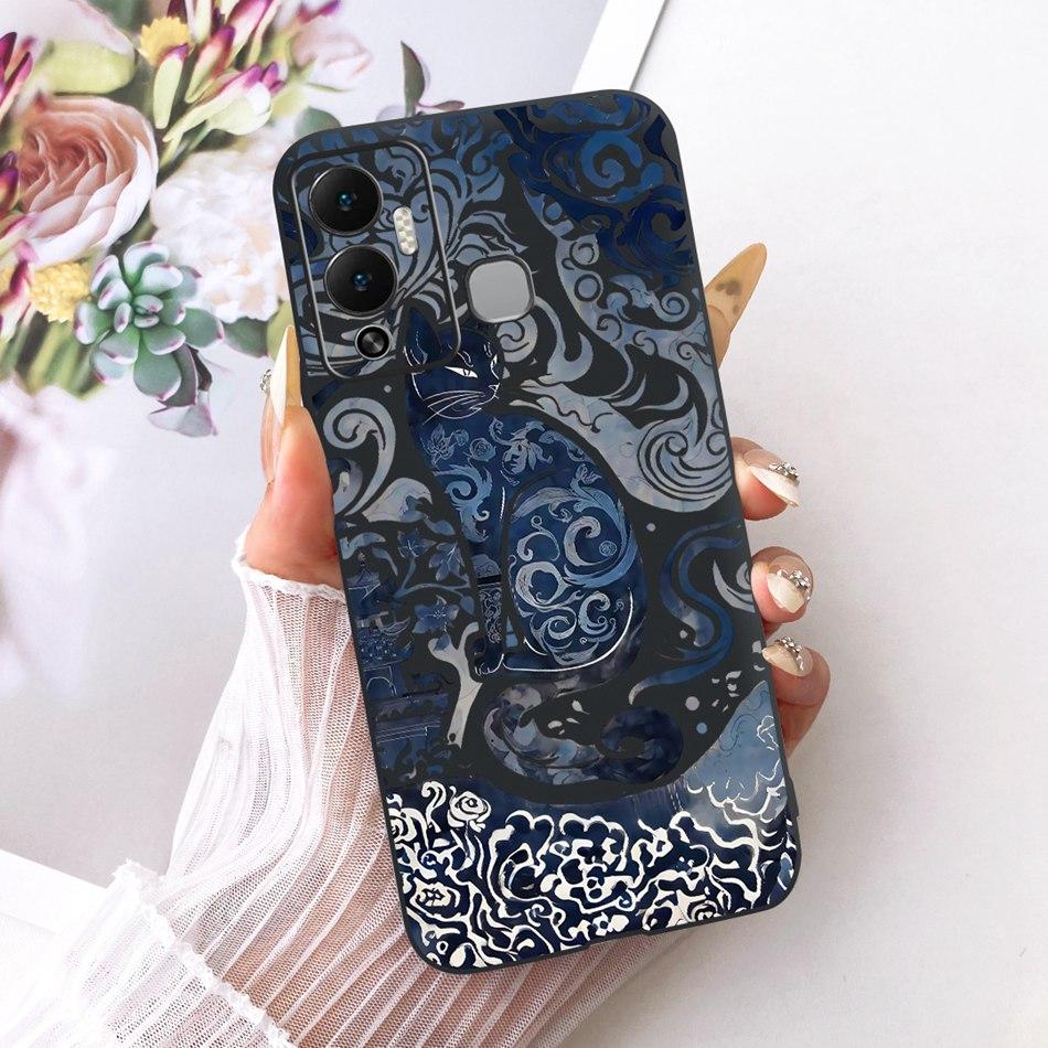 For Infinix Hot 12 Play 12i Cute Flower Butterfly Cat Painted Case For Infinix Hot12i 12Play Black Silicone Soft Phone Cases