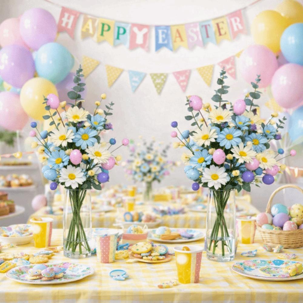 Realistic Easter Flower Bouquet Colorful DIY Easter Egg Decor Decorative Artificial Berries Floral Party Decoration