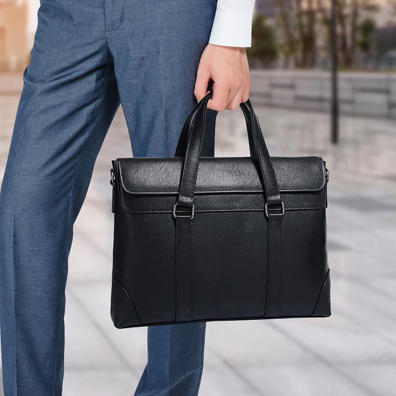 Laptop Bag Leather Briefcase Large-capacity Storage Single-shoulder Crossbody Handbag