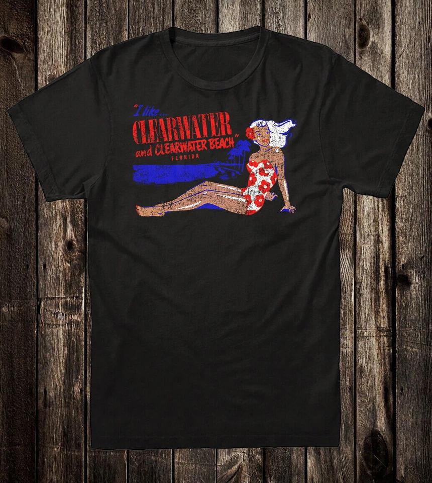 Retro Travel Tee T Shirt Vtg Tourist State Florida Clearwater Beach Pinup 3XL