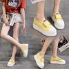 Women's 2025 Spring/Summer White Slip-On Hidden Heel Sneakers: Korean Style Casual Loafers