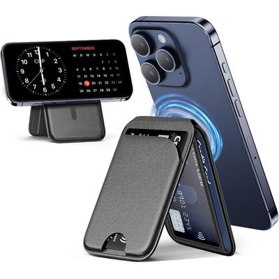 1Pc Magnetic Multi-function Phone Holder and Card Holder, Ultra-thin Leather Imitation Leather Design, Compatible with 6.1 To 6.7 Inch