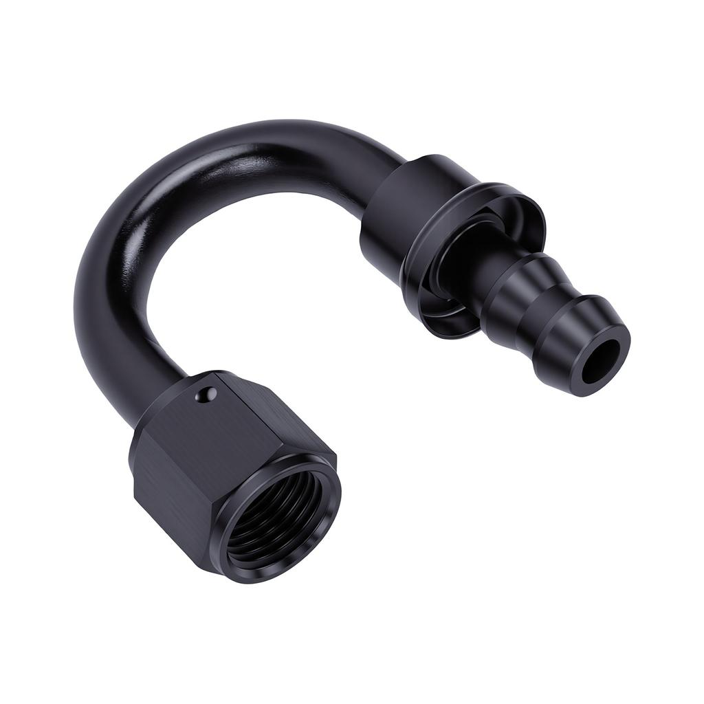 AN6 180 Degree Push Lock Hose Fitting Aluminum Alloy Hose End Fitting for Fuel Oil Cooler Lines