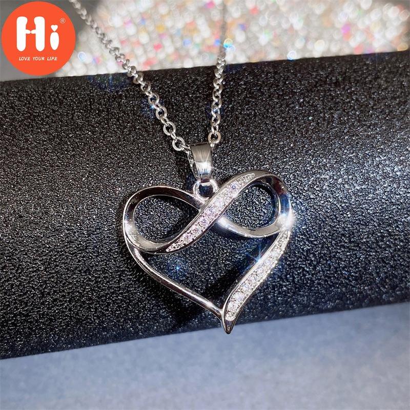 Hi Trendy Silver Color Heart Necklace Women Infinity Pendant Chain Necklace Wedding Party Jewelry Anniversary Gifts