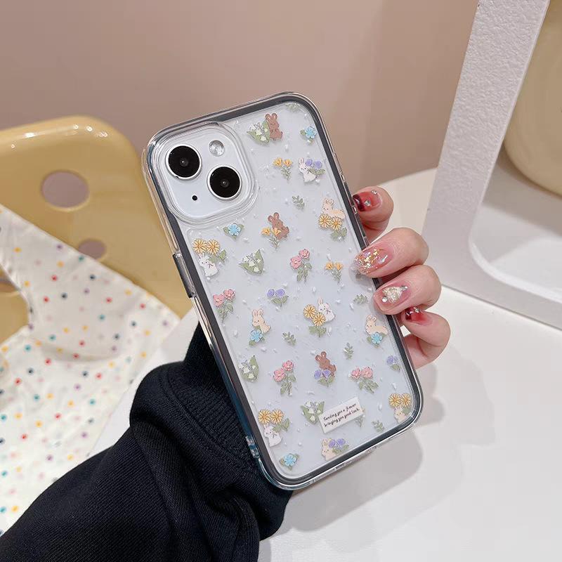 Full Screen Floral Rabbit Three-in-one Colorful for Apple 16/15iphone13/XR/MAX Huawei Mobile Phone Case