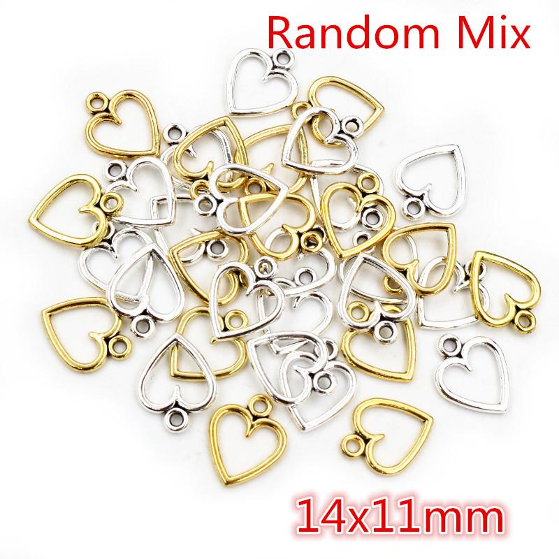 100PCS Picture Color Hollow Hearts Charms Geometry Pendant Metal Alloy DIY Necklace Bracelet Earrings Marking