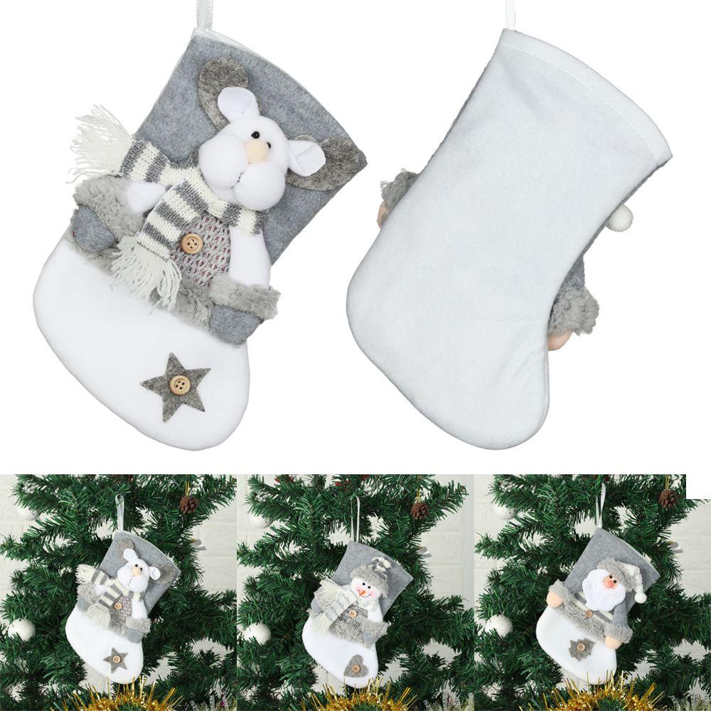 Xmas Tree Ornament Present Pocket Christmas Stockings Hanging Socks Santa Claus Candy Bag