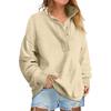 Women's Fashion Long Sleeve Solid Color Pullover Sweatshirt Casual Loose Button Sweatshirt