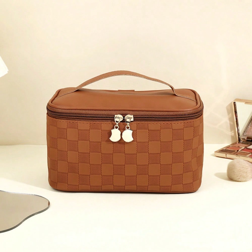 Cosmetic bag women's large-capacity high-end checkerboard storage bag waterproof portable travel portable cosmetic case