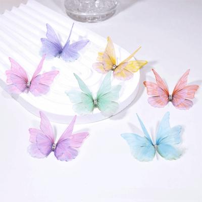 50Pcs Double-layer Organza Fabric Butterfly Appliques Clothes Sewing Patch  Bridal Hair Accessories