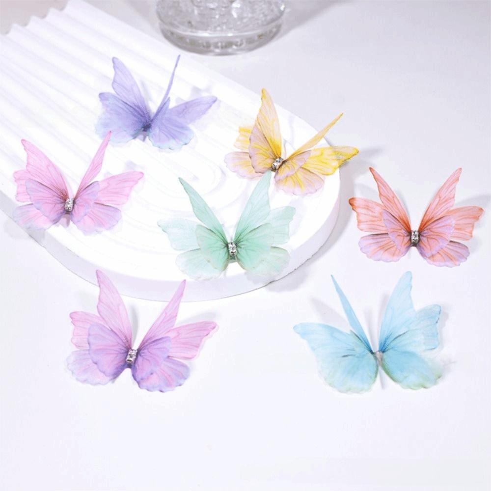 50 Stück Doppellagige Organza Stoff Schmetterling Applikationen Kleidung Nähflicken Braut Haaraccessoires