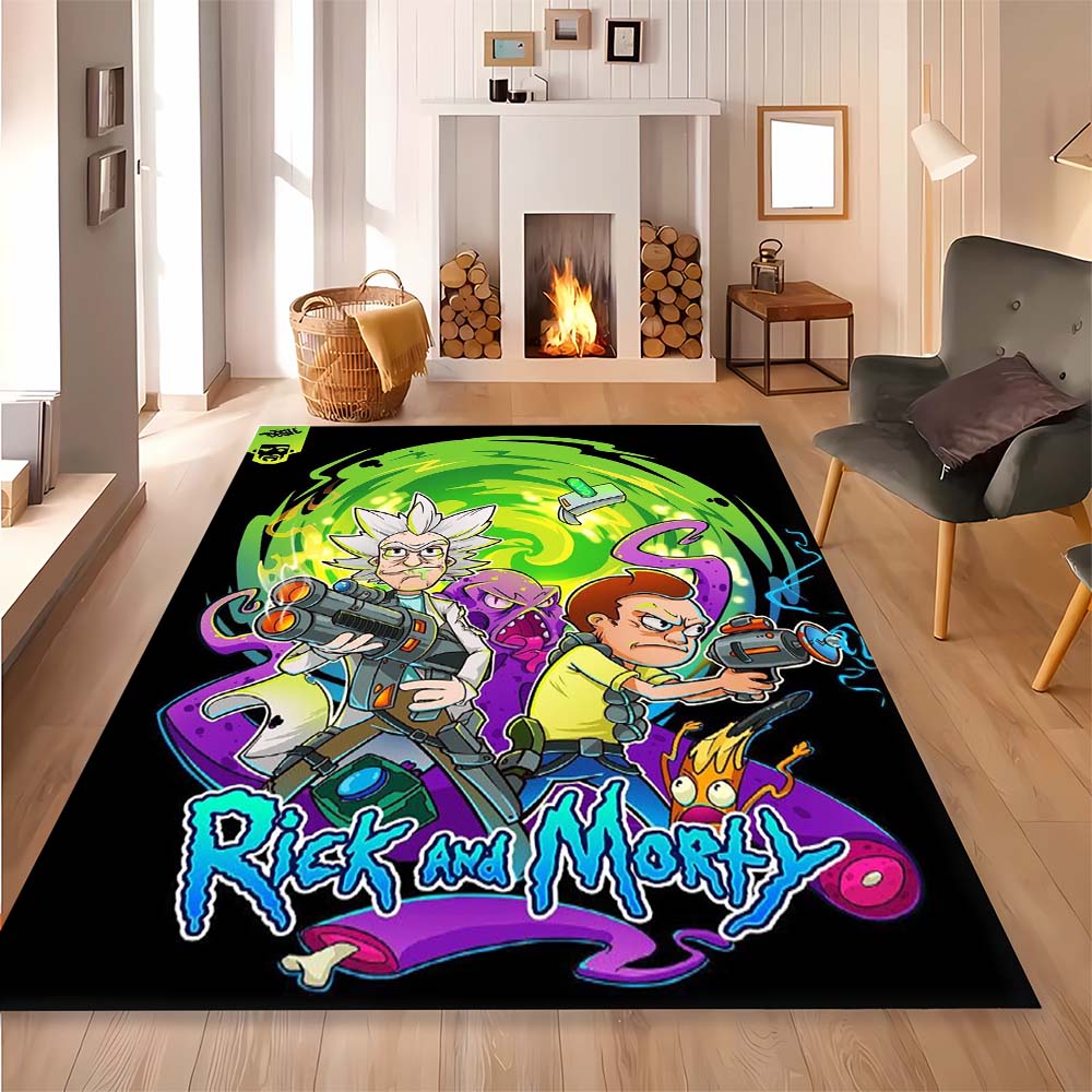 Rick and Morty pattern bedroom, living room, office decorative carpet, family bedroom headboard carpet, door mat, bathroom mat.