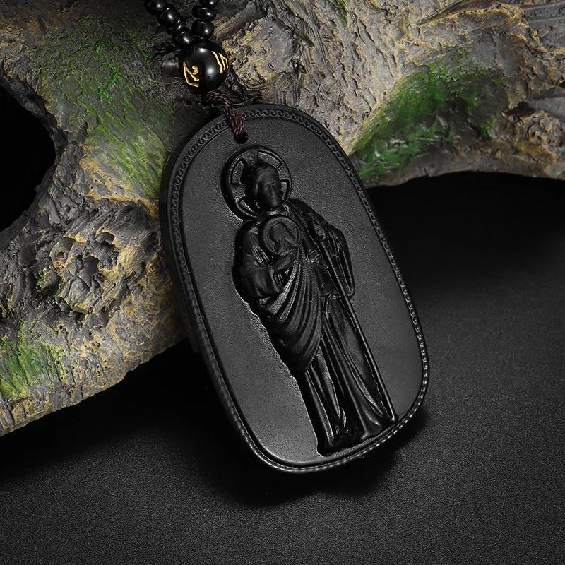 Exquisite Buddhistische Jade-Anhänger-Halskette für Männer und Frauen Religiöse Persönlichkeit Einfaches Amulett Party Kirchenzubehör