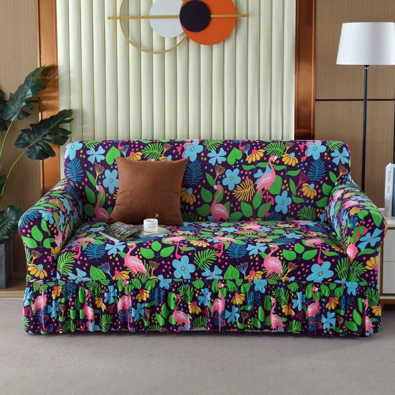 1pc Stretch Sofa Slipcover, Sofa Cover with Skirt, Couch Cover Furniture Protector, for Bedroom Office Living Room Home Decor