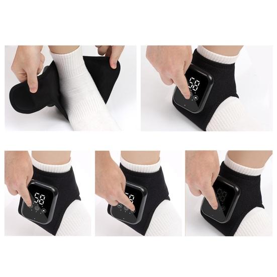 1/2Pcs Electric Foot Massager with Smart Timer Achilles Tendonitis Pain Relief Ankle Heating Pad Wrap Cordless Heated Vibrating Feet Ankle Brace