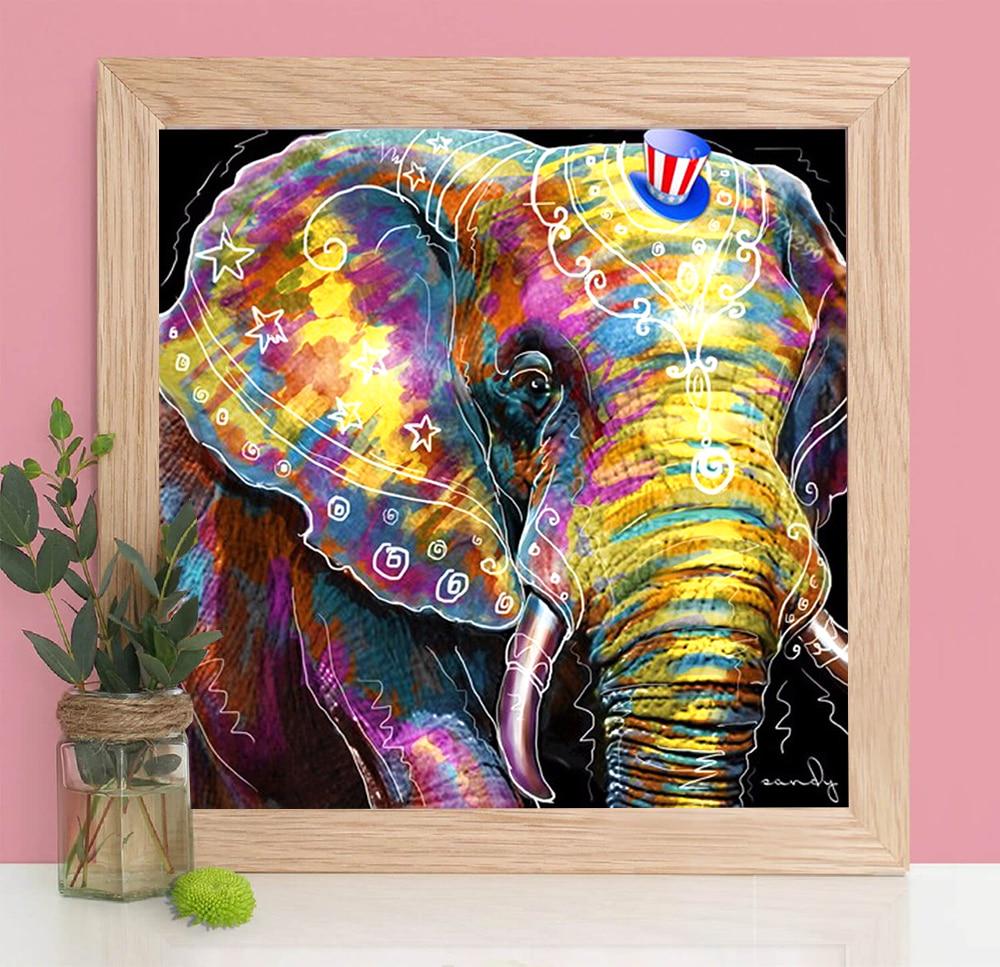 5D Diamond Painting Elephant Full Drill Round Diamond Art Embroidery Animal
