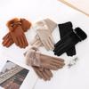 1pair Women's Winter Gloves with Windproof, Cold-Resistant, Plush Decoration, Touchscreen Compatible, Suitable for Driving and Cycling,