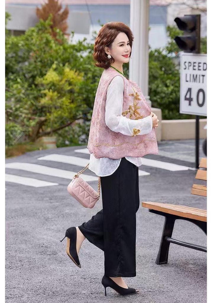 Elegant Floral Embroidery Vest for Women