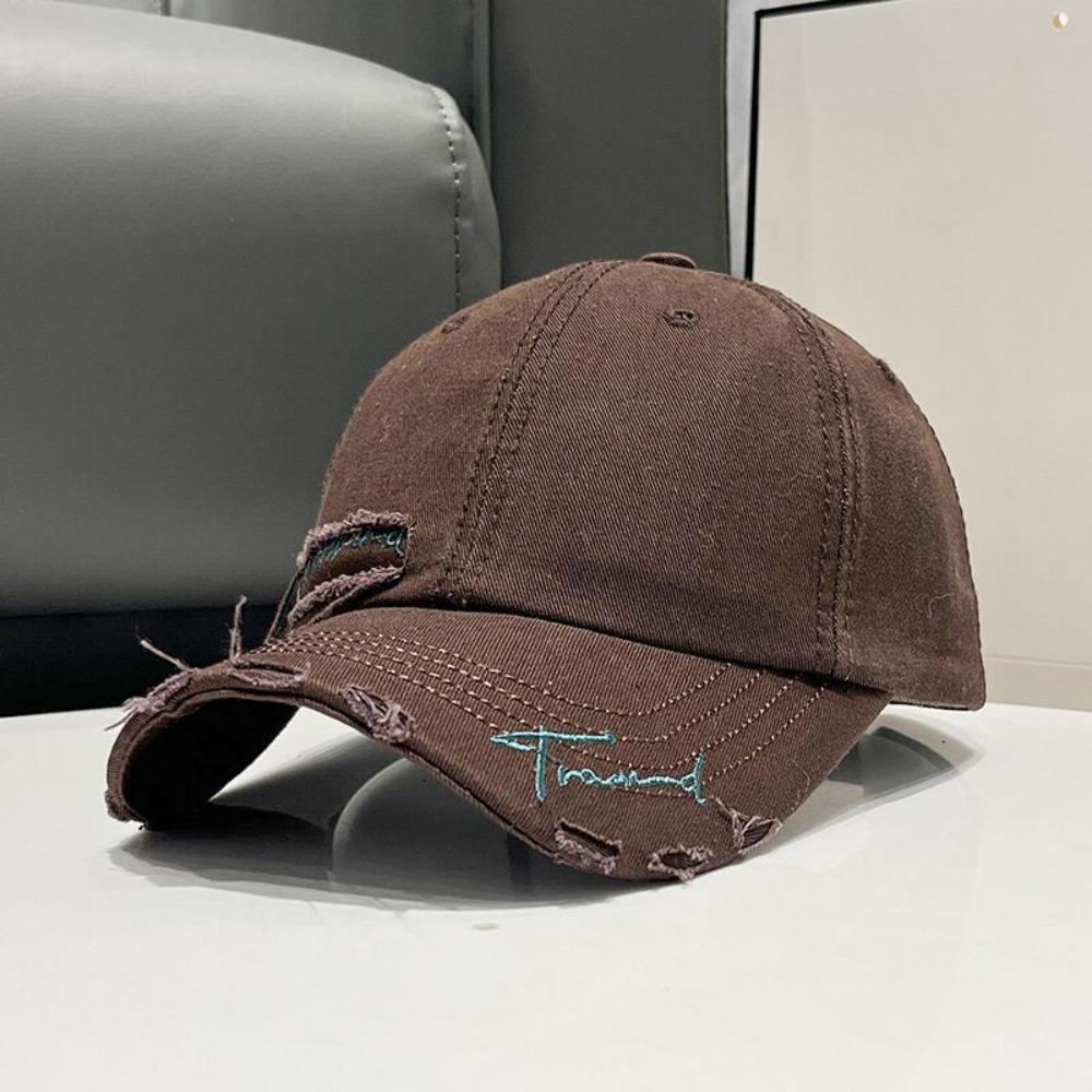 Letter Embroidery Sunscreen Cap Washed Cotton Trend Hat Versatile Embroidery Hat Unisex