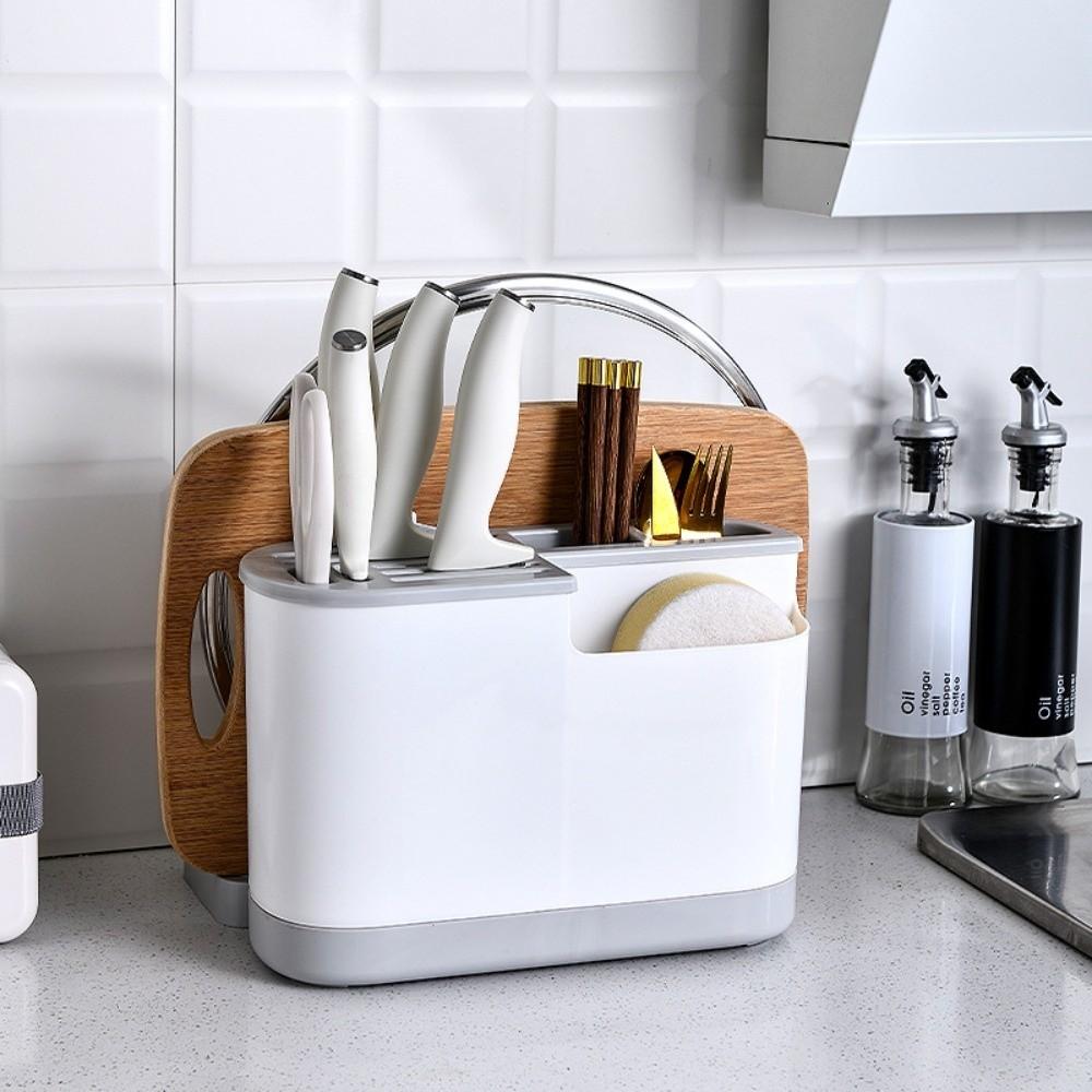 Space Saving Multi Kitchen Cutlery Holder Large Capacity Integrated Drainer Organizer  Kitchenware