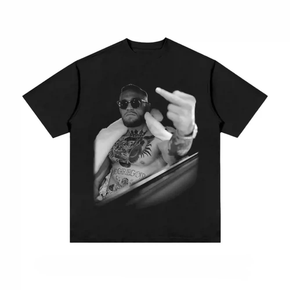 Conor McGregor Middle Finger Graphic Print Black T-shirt