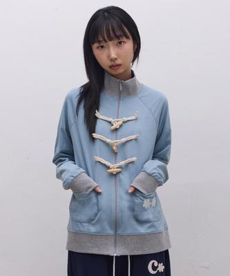 Everyasy Toggle Button Raglan Zip-Up (Sky Blue)