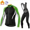 Thermal Long Sleeve Cycling Jersey Bib Tights Set Road Bike Riding Winter Warm Fleece-Lined Performance Gear