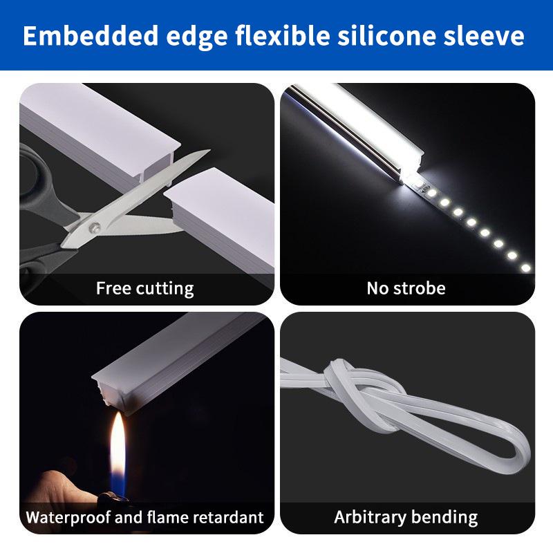 1 Piece Soft Recessed Silicone Diffuser Channel For 5050 Cob Flexible Ribbon Strip Light 1/3/5M Embedded Led Neon Rope Tube