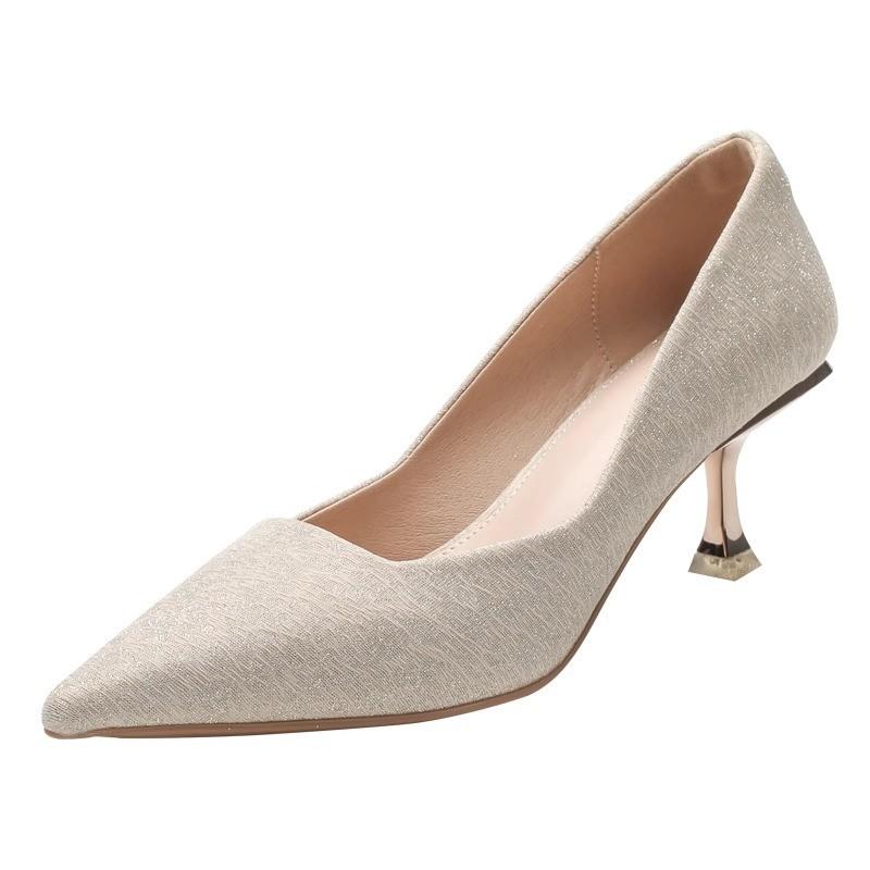 Spring High Heels Niche Design Sense Versatile Nude Thin Heel Pointed Single Shoes Women