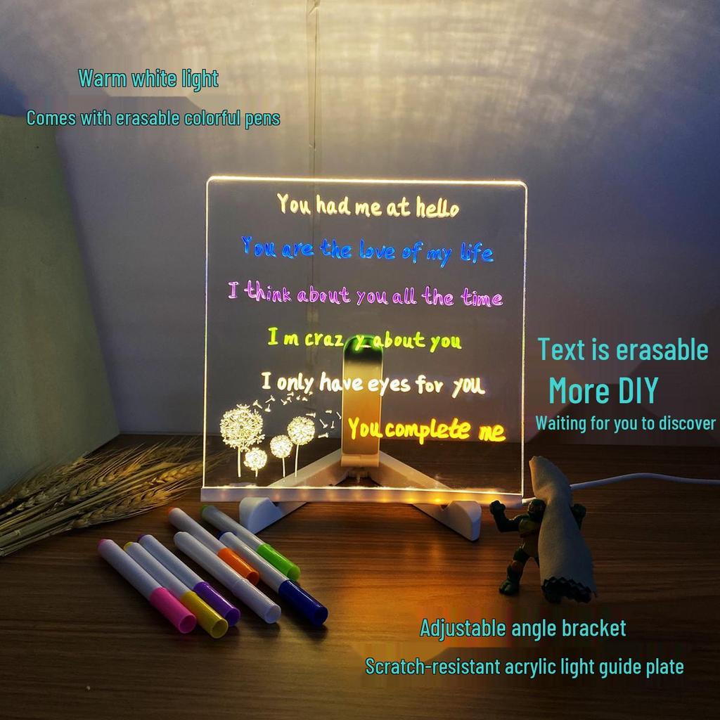 LED Fluorescent DIY Acrylic Message Board - Erasable and Luminous