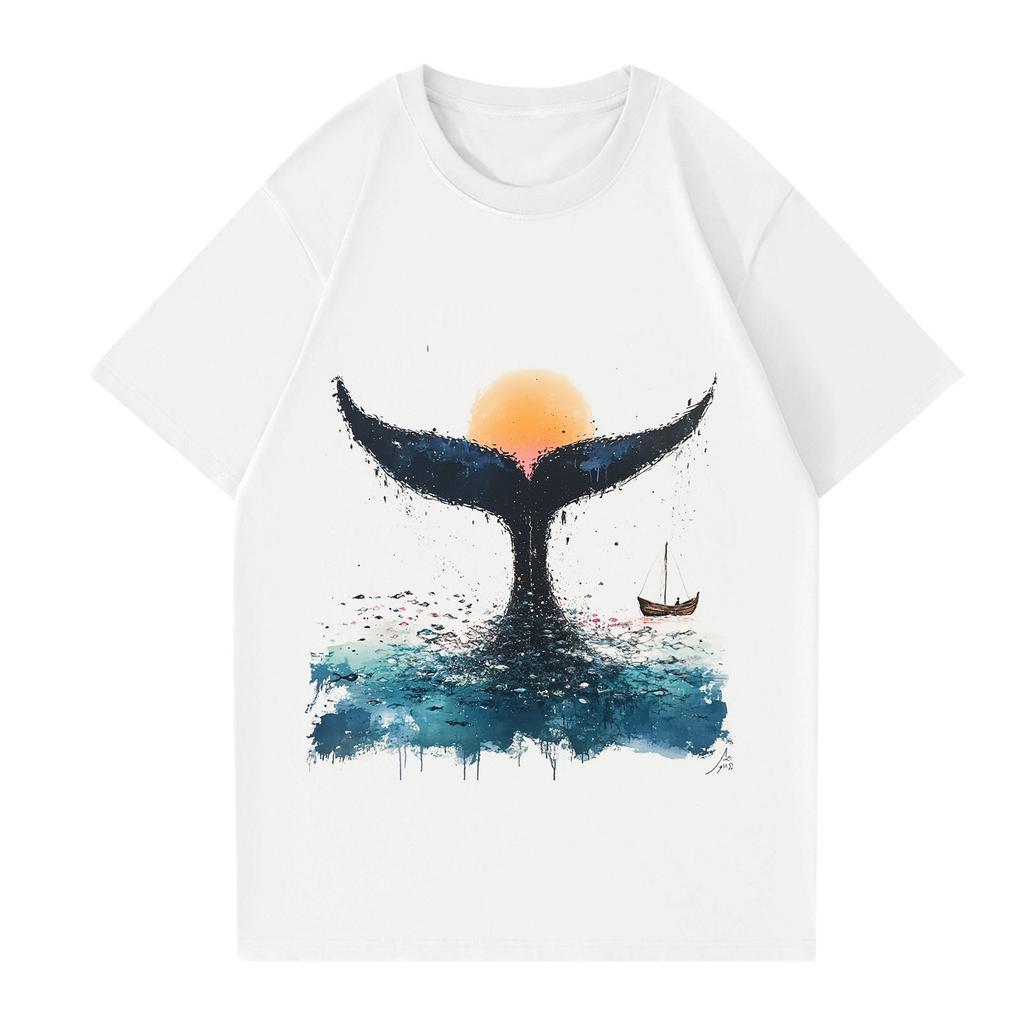 Women's Round Neck Casual Printed Short-sleeved T-shirt Top