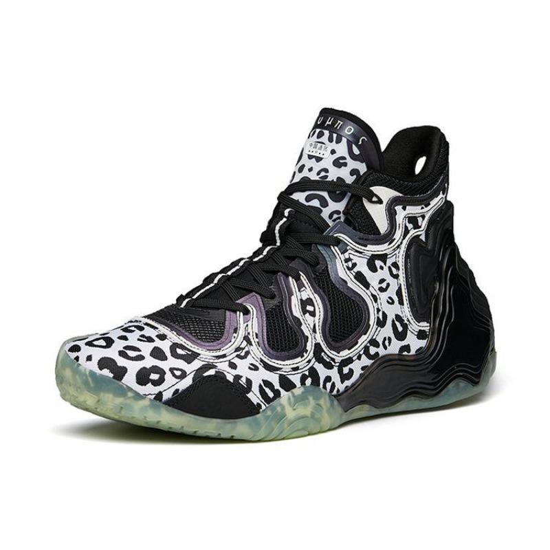 Anta Star Series Xingyue Snow Leopard Mid Top Basketball Shoes Mens White Black 112131818A-3