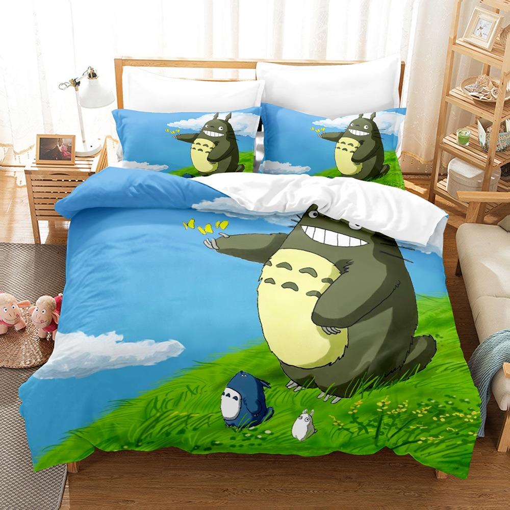 Copripiumino di lusso My Neighbor Totoro Set Biancheria da Letto Cartoni Animati per Bambini Coperta Singola Matrimoniale Decorazione Letto per Adolescenti Migliori Regali