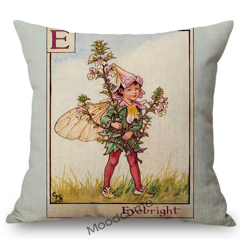 Tarot Alphabet Flower Fairy Baby Nursery Cartoon Art Home Decorative Sofa Throw Pillow Case Lovely Cute Children Cushion Cover